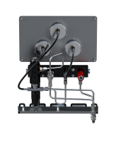 Filling panel with separate outlets for filling hoses with filling connectors, each with 2x 200 bar and 2x 300 bar.